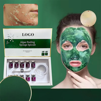 Marque privée 10 flacons Poudre exfoliante aux algues Éponge faciale DIY Spicules Soins de la peau naturels aux algues marines Réparer l'acné Nettoyer les pores 5 paires