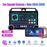Radio mobil 11.8 inci, untuk Suzuki Celerio AIO 2014-2018 berlian 2K layar QLED 2Din Android pemutar DVD mobil Stereo DSP