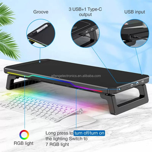Soporte Elevador Multifuncional para Monitor de Juegos RGB con Hub USB, Organizador de Escritorio Ergonómico Plegable para Streamer, <span class=keywords><strong>PC</strong></span> y Laptop - Product Image 5