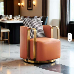 Modern Luxury Swivel Chair Multicolor Velvet Upholstered Chair with Gold Armrest - Product Image 5