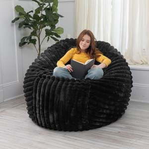 DB Jaxx Saxx 5 pieds style traditionnel pouf confortable Mondo fourrure avec housse amovible noir - Product Image 4