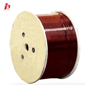 Clase de temperatura 220 6mm x 1,5mm alambre de bobinado de cobre plano para rebobinado 630Kva generador Alambre de bobinado de cobre cubierto de esmalte rojo