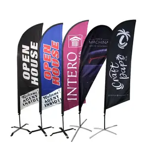 No Moq Hot Selling Advertising Custom Flying Banners Slush Windless Swooper Feather Banner Flag Sign Teardrop Beach Flag Banners