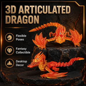 Vashine 3D-Gedruckte Bewegliche Mythologie-Drachenfigur Flexibler Feuerdrache für Schreibtischdekoration Fantasy-Geschenk - Product Image 6