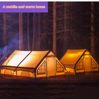 Tente gonflable haut de gamme améliorée de 12 m² en Oxford 300D, imperméable 3000 mm, 4 saisons, double porte, lanterneau, pour glamping familial et camping