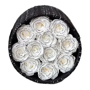 ZanTe wholesale luxury valentine's gifts rose heads white black Preserved roses Box Chanson Color Boxed Roses