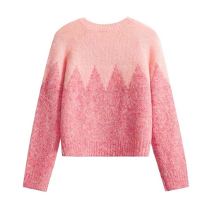 Dalang Sweater Factory Women's Gradient Knitted <b>Cardigan</b> Loose Fit Autumn Winter Pom Pom Single Breasted Anti Pilling - Product Image 1