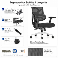 Chaise de bureau ergonomique en maille intégrale pour le personnel, avec accoudoirs 3D, hauteur réglable, siège en mousse haute densité, pivotante pour le bureau