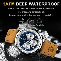 Montre Poedagar de luxe en cuir, étanche, lumineuse, pour homme, chronographe multifonctionnel, date, quartz