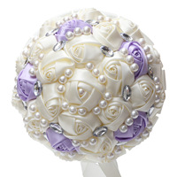 Umweltfreundliche Seidenrosen-Blume mit Goldener Perle und Diamanten Braut-Hochzeitsband-Dekoration
