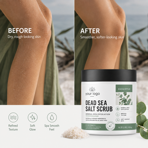 Exfoliante corporal 4 en 1 Private Labe: exfolia, limpia, nutre e hidrata. Sin parabenos, sin sulfatos. Exfoliante de sal del Mar Muerto con eucalipto. - Product Image 1