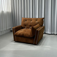 Fauteuil italien rotatif en PU Canapé simple moderne pour la maison et l'hôtel pour la chambre à coucher et le salon Style minimaliste