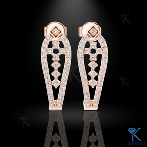 Lab Grown CVD HPHT Diamond Round Cut Openwork Half <b>Hoop</b> <b>Earrings</b> Pave 14K/18K <b>Solid</b> Gold Luxury Wedding Women Jewelry - Product Image 5