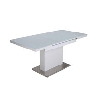 Table extensible en verre trempé blanc de qualité supérieure personnalisée avec base en métal robuste