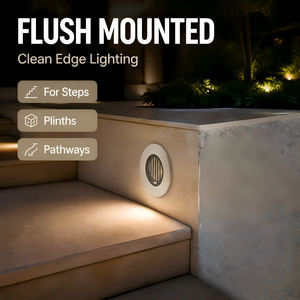Lumière LED encastrée à basse tension avec lentille optique striée anti-éblouissement et couvercle en <span class=keywords><strong>acier</strong></span> inoxydable pour passerelles paysagères et entrées de parkings - Product Image 2