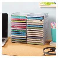 Organisateur de CD empilable en plastique transparent avec pieds en caoutchouc, support rectangulaire pour boîtes à bijoux, idéal pour salle de cinéma