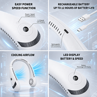 Ventilateur de cou pliable avec écran numérique, 3600 mAh, trois vitesses, mains libres, longue durée, pour les trajets quotidiens, la randonnée en plein air, LFN-11