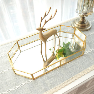 NUOVO <span class=keywords><strong>Vassoio</strong></span> Portaoggetti in Vetro Dorato Stile Americano NEW HOPE, per Gioielli, Profumi, Arredamento Casa, Soggiorno, Trucco e Vanità - Product Image 4