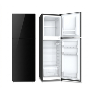 <span class=keywords><strong>Réfrigérateur</strong></span> à double porte avec congélateur supérieur en verre <span class=keywords><strong>noir</strong></span> de 138 L, compatible OEM, pour la maison - Product Image 1