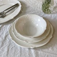 Assiette de table vintage rétro en céramique et porcelaine, motif uni, compatible micro-ondes, assiette à dessert, assiette à steak, bleu clair