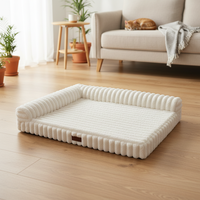 Canapé-lit orthopédique rectangulaire pour chien, écologique, en tissu imitation fourrure de lapin, mousse à mémoire de forme, antidérapant, pour une utilisation toute l'année