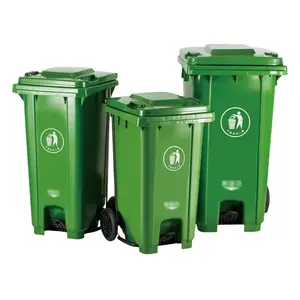 120 리터 사각 플라스틱 쓰레기통 4 륜 야외 스탠딩 쓰레기통 폐기물 및 쓰레기 포함 커버 특징