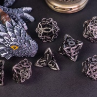 Pour Udixi Logo personnalisé RPG donjons Dragons jeu de dés en métal creux conception de noeud celtique polyédrique avec boîte en métal de luxe