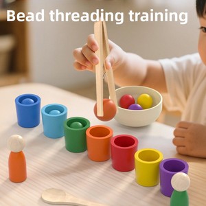 Juguete Educativo de Madera Montessori Transfronterizo: Vasos de Clasificación de Siete Colores para Entrenamiento de Concentración Infantil - Product Image 2