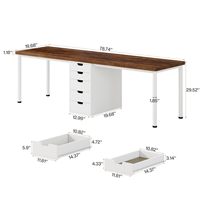 Bureau de travail double extra long en bois moderne et durable à 5 tiroirs de 78,7 pouces pour deux personnes