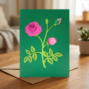 Tarjeta Pop-up de Flores de Rosa Coloridas, Hecha a Mano, Floral 3D, Vietnam Hanói, Venta al por Mayor, Artesanía de Papel, Impresión Offset, de Primera Calidad - Product Image 1