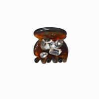 Mini pince requin de luxe ornée de pierres précieuses ; Pince à cheveux durable en acétate de cellulose ; Petite pince à mâchoires de style français ; Fourniture professionnelle pour boutiques