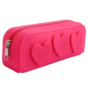 Silicone Love Stationery Pouch For Women And Kids Toiletry Storage Pouch Pencil Pouch Zipper Bag Makeup Tools Organizer