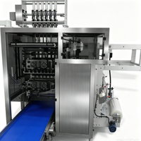 Machine d'emballage automatique multi-voies à scellage 4 côtés pour granulés, contrôle PLC, en acier inoxydable 304