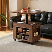 Table d'appoint multifonctionnelle à hauteur réglable avec plateau extensible, armoire de rangement mobile à roulettes pour salon