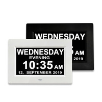 Calendrier numérique Horloge de bureau Rétro-éclairage blanc 7 pouces Simple Grand écran Horloge parlante et commande vocale pour les malvoyants