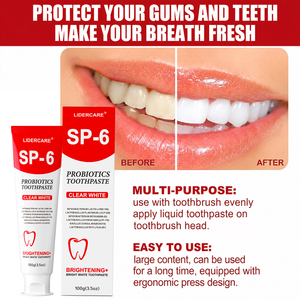 <span class=keywords><strong>Pasta</strong></span> de Dientes Probiótica SP-6 Venta <span class=keywords><strong>al</strong></span> por Mayor Blanqueador Dental Anti Sarro Cuidado de Encías OEM - Product Image 2