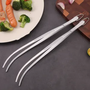 Heavy Duty Stainless Steel BBQ Tongs NonStick Metal Tools For Travel And Camping