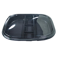 JY-8401 Barquette en plastique noir rigide jetable pour repas à emporter, boîte à sushi en plastique