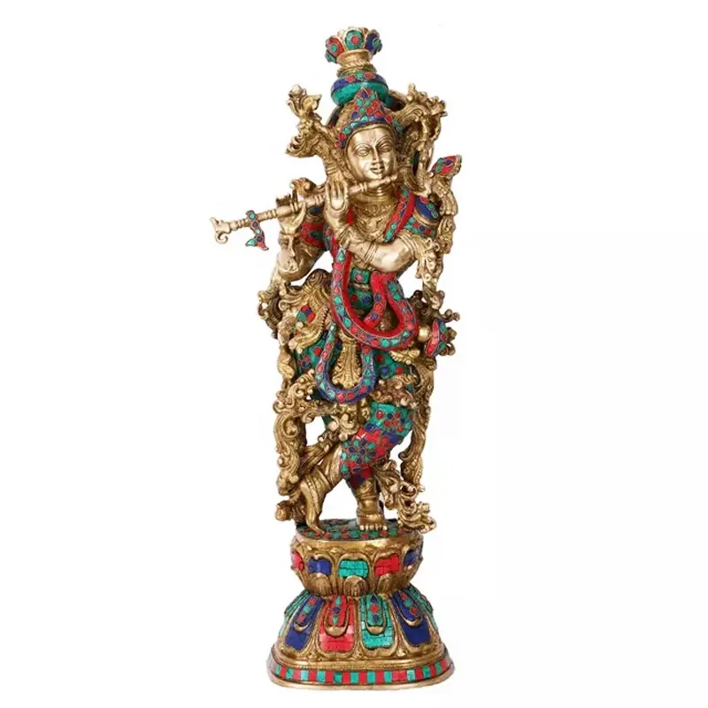 Slivery BOI Resina estátua radha krishna krishna estátuas de bronze animal de grande porte