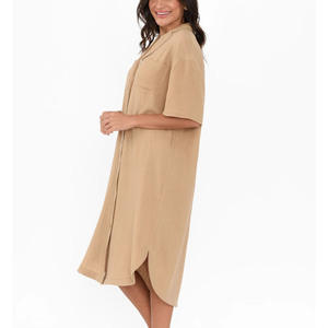 Abito estivo Casual da donna con stile Button-Up <span class=keywords><strong>Online</strong></span> all'ingrosso primavera manica lunga camicia abito da donna stampa digitale per la vendita - Product Image 4