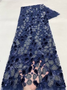 Ni. Ai Chất lượng cao nhẹ nhàng ren Polyester đính cườm Sequins <span class=keywords><strong>Net</strong></span> ren đẹp thêu ren cho Bridal Wedding Dress - Product Image 4