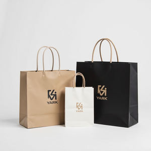 Bolsas de Compra de Papel Kraft con Logotipo Personalizado, Reutilizables, Lisas, con Diseño en Blanco - Product Image 1