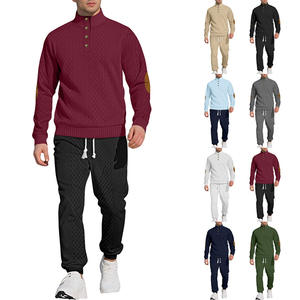 Conjunto de Sudadera y Pantalones de Manga Larga con Cuello Alto para Hombre, Cintura Elástica, Transpirable, para Deportes al Aire Libre, Estilo Casual, Jacquard - Product Image 2