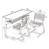 Meubles scolaires, ensemble bureau et chaise double pour élèves, 1200x600x760mm, panneau ignifuge, structure en acier, pour salle de classe primaire