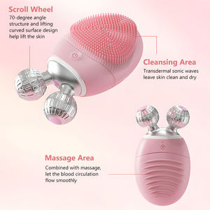 Appareil de lifting facial 2-en-1 en forme de V, masseur électrique vibrant, exfoliant facial en silicone, outil de soin de la peau - Product Image 3