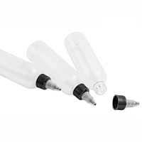 Bouteille en plastique Boston ronde transparente de 2oz 4oz, bouteille vide à presser, sauce tordue pour huiles liquides encres artisanat cuisine