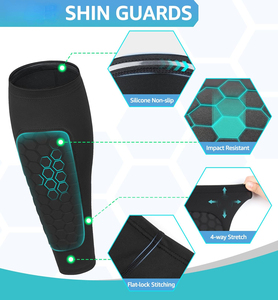 OEM <span class=keywords><strong>Protector</strong></span> ligero para pantorrillas, Espinilleras con diseño de panal y manga de compresión para pantorrillas, para fútbol - Product Image 2