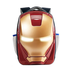 Sac à dos scolaire <span class=keywords><strong>Marvel</strong></span> 3D lumineux Iron Man Spider-Man grande taille pour garçons de 4 à 6 ans avec fermeture éclair tendance - Product Image 1