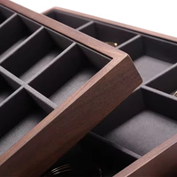 Plateau de présentation en bois pour bijoux, avec revêtement en velours, pour boucles d'oreilles, bagues, montres, bracelets et parures