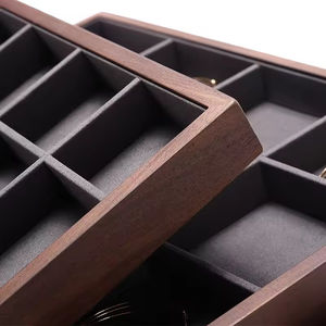 Wooden Jewelry Display Tray Velvet Earrings Rings Storage Showcase <b>Watch</b> Bracelet Jewelry <b>Sets</b> Plate - Product Image 2